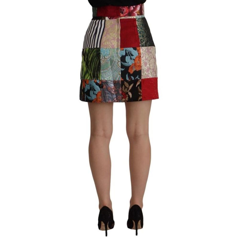 Dolce & Gabbana Patchwork Button Skirt Women Multicolor Skirts - Picture 2 of 6